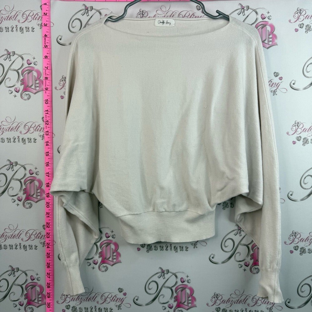 Charlotte Avery sweater pull over soft Cozy Boatneck Dolman Sweatshirt - Cream